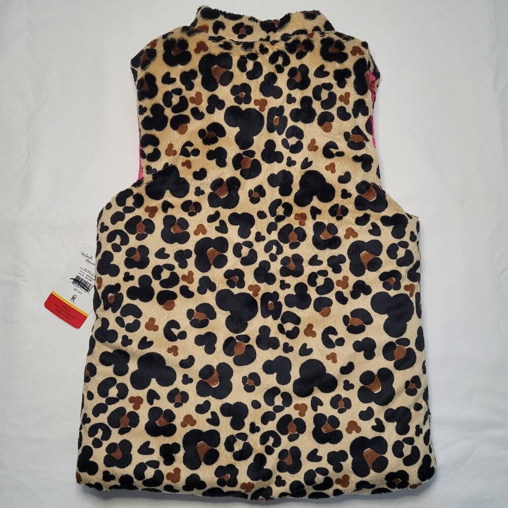Disney Minnie Mouse Girls Leopard Print Puffer Vest Full Zip 10/12 Streetwear - Picture 8 of 9